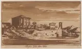 Jacob van der Ulft, The Temple of Vesta in Rome, Pen and brush in brown