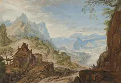 Abraham Rademaker, Rhine Landscape with a Watermill in the Foreground, Gouache on paper