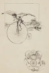 Franz von Stuck, Vignette with crest, Pen and ink drawing on laid paper