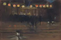 Franz Skarbina, Parisian street scene, Pastels on paper