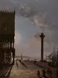 Friedrich Nerly, The Piazzetta in Venice by Moonlight