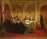 Johann Peter Hasenclever, Hieronymus Jobs at the Exam, Oil on canvas (relined)