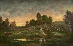 Théodore Rousseau, The heron pond, Oil on canvas (relined)