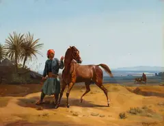 Friedrich Nerly, "Cavallo Arabo" – The Arabian Stallion “Tursi” of Wilhelm I of Württemberg, Oil on canvas