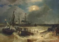 Andreas Achenbach, Stormy night, Oil on canvas