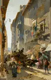 Franz Theodor Aerni, The VVia del Mercato in Rome, Oil on canvas