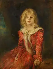 Franz von Lenbach, Portrait of Marion von Lenbach, Oil on painting cardboard, mounted on hardboard