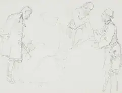 Anton von Werner, Figure studies for the Berlin Congress, Pencil on paper