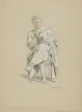Anton von Werner, Ovid, Chalk in black and white on tinted paper