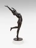 Hans Hubert Dietzsch-Sachsenhausen (1875 - 1926)
Facing the Sun by Hans Hubert Dietzsch-Sachsenhausen Facing the Sun, Cast bronze with shimmering brown patina. Cast in several parts. Engraved on the back of the base in a half-circle "DIET, sold Jun 2025