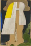 Figur by Horst Antes, 1965, Aquatec, watercolour and pencil on canvas on fibreboard, sold May 2025