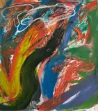 Walter Stöhrer, Im Grunde ist die Exaltation größer als die Imagination. Hommage à Artaud, 1974, Mixed media on canvas