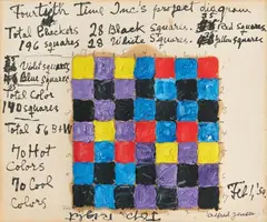 Alfred Jensen, Fourtieth Time Inc's project diagram, 1959, Oil, Indian ink and chalk on paper