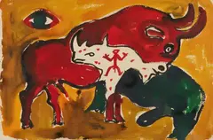 A. R. Penck, Untitled, Acrylic on card