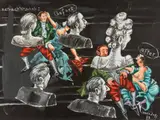 Jörg Immendorff, Betrachterschule I, 1997, Oil on canvas