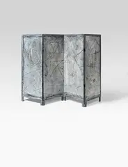 Georges Noël, La Mer Rouge, 1990, Folding screen: mixed media, partly scratched and partly on paper, on wood, 4-parts. Each