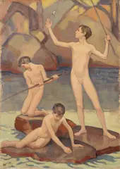 Ludwig von Hofmann, Angelnde Knaben, 1910-1920, Oil on canvas