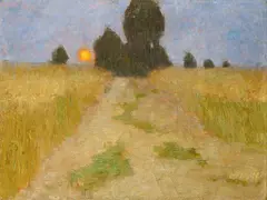 Walter Ophey, Landschaft mit Mond, 1906, Oil on canvas