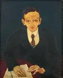 Josef Scharl, Bildnis Dr. H. Naumann, Circa 1928, Oil on canvas, glued to card by the artist and nailed onto stretcher. 80 x 62.5/