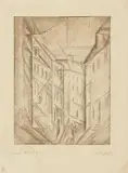 Lyonel Feininger, Schlossgasse (Weimar), 1914, Original etching on copperplate paper