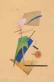Ivan Kliun, Untitled (Composition with a Small Violet Oval/Composition with a Small Blue Oval), Circa 1917/1918, Two part work: Watercolour and gouache on paper
