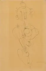 Female Figure by Oskar Schlemmer, 1919, Pen and ink drawing on brownish tracing paper, sold May 2025