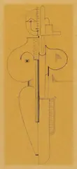 Oskar Schlemmer, Abstract Figure, frontal, 1919, Pen and ink on thin, brownish tracing paper