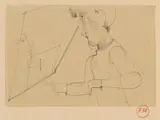 Oskar Schlemmer, Half-Figure, towards left, 1933, Pencil drawing on smooth, light brown drawing paper, the left margin with perforation. Mounted on light, faintly pink support cardboard (