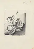 Oskar Schlemmer, Sitzendengruppe (Gruppe im Raum mit Lampe)