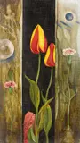 Franz Radziwill, Zwei Tulpen und Nelken, 1970, Oil on canvas on wood