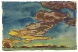 Emil Nolde, Marschlandschaft mit Abendwolken, Circa 1925/1930, Watercolour on thick handmade paper