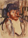 Mann mit Zigarre by Christian Rohlfs, Circa 1922, Water tempera on wove paper with bliindstamp lower left, sold May 2025