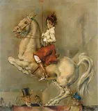 Gert Heinrich Wollheim, Zirkusreiterin auf weißem Pferd, 1962, Oil on wood
