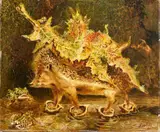 Gert Heinrich Wollheim, Herbstliche Szene mit Igel, 1937, Oil on wood