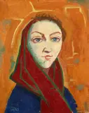 Karl Hofer, Frauenkopf, 1948, Oil on canvas