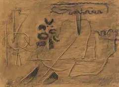 Dialog by Willi Baumeister, 1949, Charcoal on brownish paper, sold May 2025