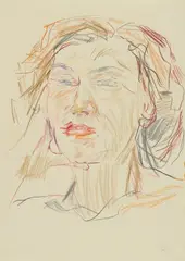 Oskar Kokoschka, Portrait Olda Kokoschka, 1953, Colour pencil drawing on drawing paper