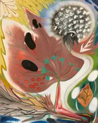 Georg Muche, Herbstblatt, 1952, Oil on canvas. Verso: colour study