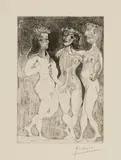Pablo Picasso, Les trois Grâces couronnées de Fleurs, 1938, Original etching on laid paper