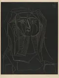 Tête sur Fond noir by Pablo Picasso, 1953, Original lithograph on wove paper with "ARCHES" watermark, sold May 2025