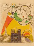 Marc Chagall, Le Dimanche, 1954, Original colour lithograph on wove paper with cut "[ARCHE]S" watermark