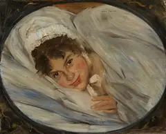 Lovis Corinth, Mädchenkopf im Kissen, 1898, Oil on canvas