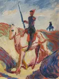 August Macke, Don Quichotte, 1912, Oil on artist's board, laid down on card