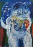 Untitled (Weibliche Figur) by Horst Antes, 1963, Aquatec on card on canvas, sold May 2025