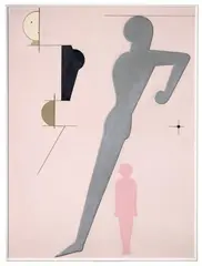 Oskar Schlemmer, Komposition auf Rosa (Rekonstruktion), 1916/1930, Gloss paint and metal paint on canvas, laid down on wood panel, with an attached, painted wooden relief