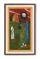 Franz Radziwill, Die grüne Planke mit Hut, 1969, Oil on canvas on wood