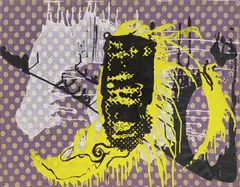 Sigmar Polke, Untitled, 1986, Dispersion and Indian ink on printed fabric