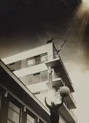 T. Lux Feininger, Der Bau als Bühne, Bauhaus Dessau, 1927, Vintage gelatin silver (contact) print