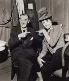 Erich Lessing, Marcel Marceau with Stan Laurel, who visited Marceau in his dressing room, Paris, 1951, Gelatin silver print, printed later