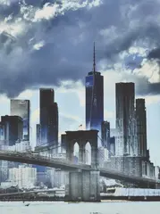 Abe Frajndlich, Brooklyn Bridge and World Trade Center, Lower Manhattan, 2018, Digital inkjet print